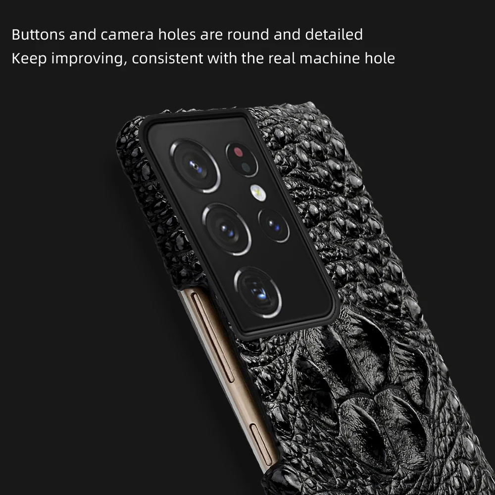 Genuine Leather 3d Crocodile Head Case For Samsung Galaxy S21 Ultra S20 Fe Note 20 10 9 S8 S9 S10 S20 S21 Plus Note20