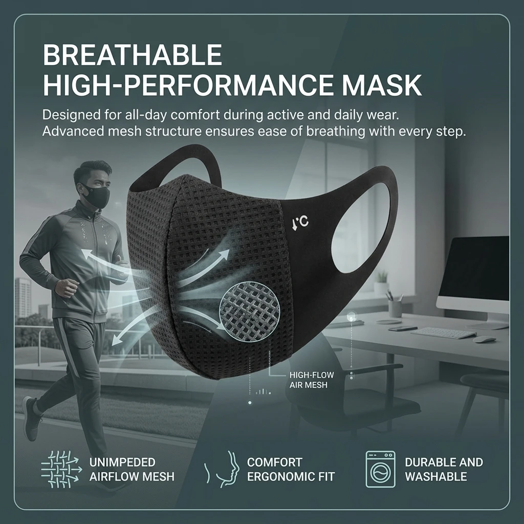 

Sun Protect Mask For Women UV Protect Breathable Waffle Fabric With Eye Corner Coverage