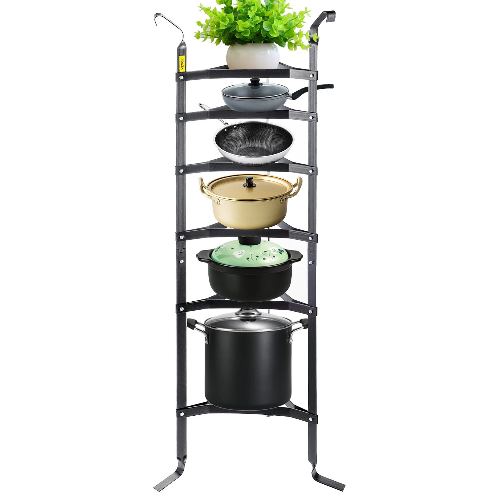 VEVOR Cookware Stand Vertical Pot Rack 5/6/8 Tier Space Save Storage Optimal Strength Carbon Steel 61