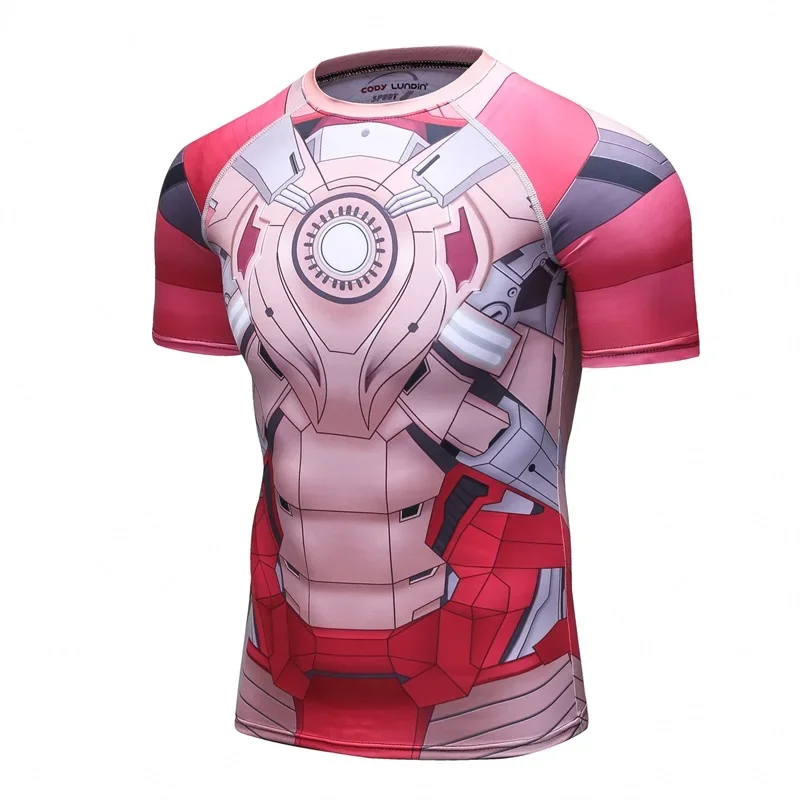 Rashguard Camisetas T Shirt Men Short Sleeve Compression Tight Fitness Gym Sport Digital Printing Running Tracksuit Hero Jerseys