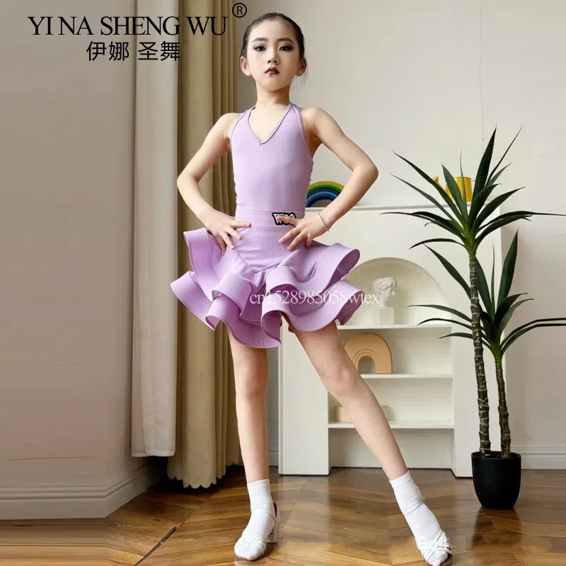 Abito da pratica di danza latina per bambini, abito da competizione professionale per tango di danza latina, abito da pratica di danza per ragazze