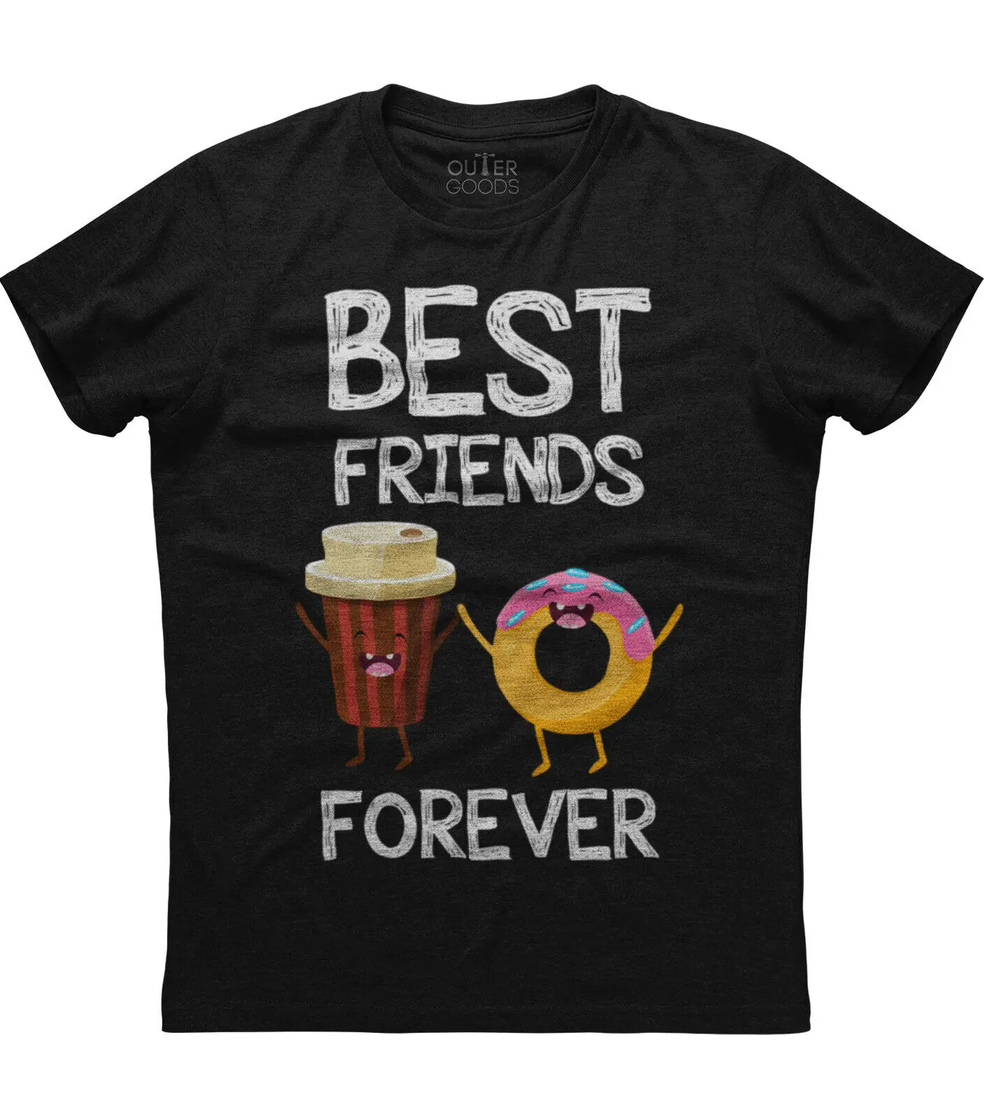 Best Friends Forever Donut And Coffee. Funny Graphic Phrase T-Shirt. Summer Cotton O-Neck Short Sleeve Mens T Shirt New S-3XL