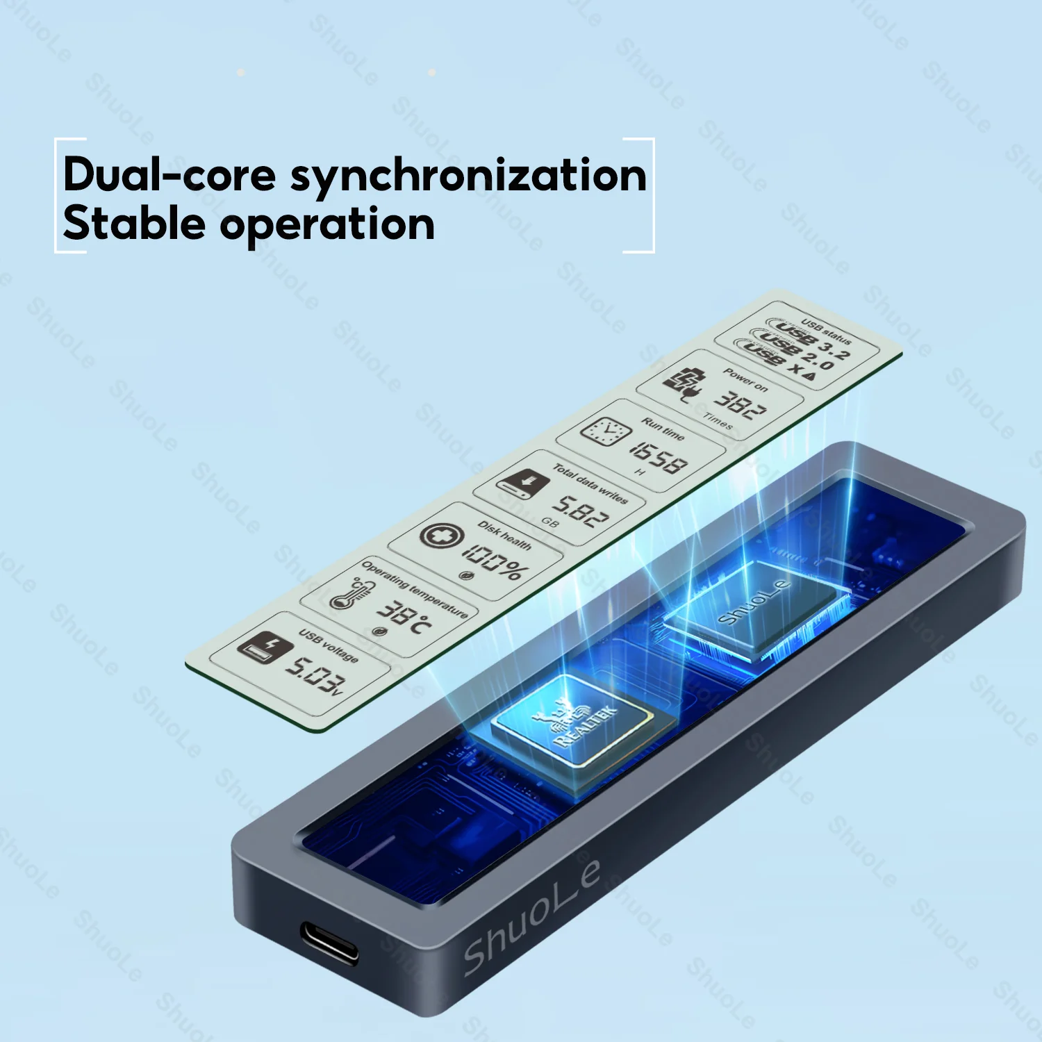 M.2 NVMe SATA SSD 인클로저 비주얼 스마트 SSD 케이스 USB 3.2 Gen 2 10Gbps NVMe PCI-E 20Gbps