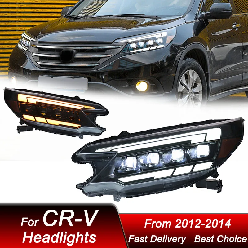 

Pop Car Headlights For Honda CR-V 2012-2014 New Style LED Headlamp Assembly Upgrade High Configure Projector Lens Accessories Ki