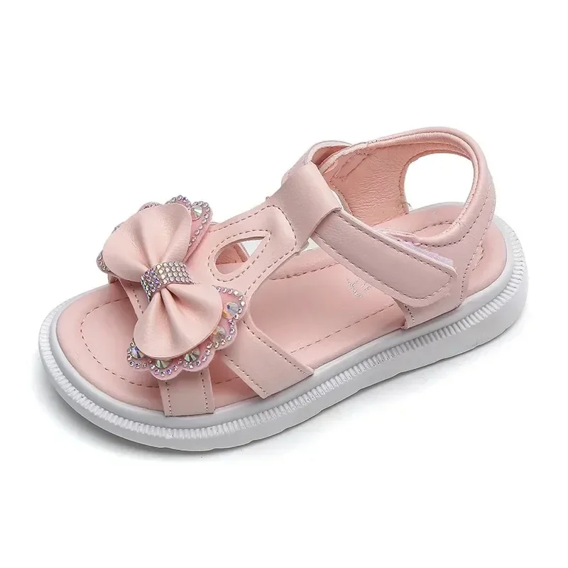 Girls Sandals Kids Soft Soles Casual Princess Shoes New Water Diamond Beach Shoes Bow Shaped Girl Sandals