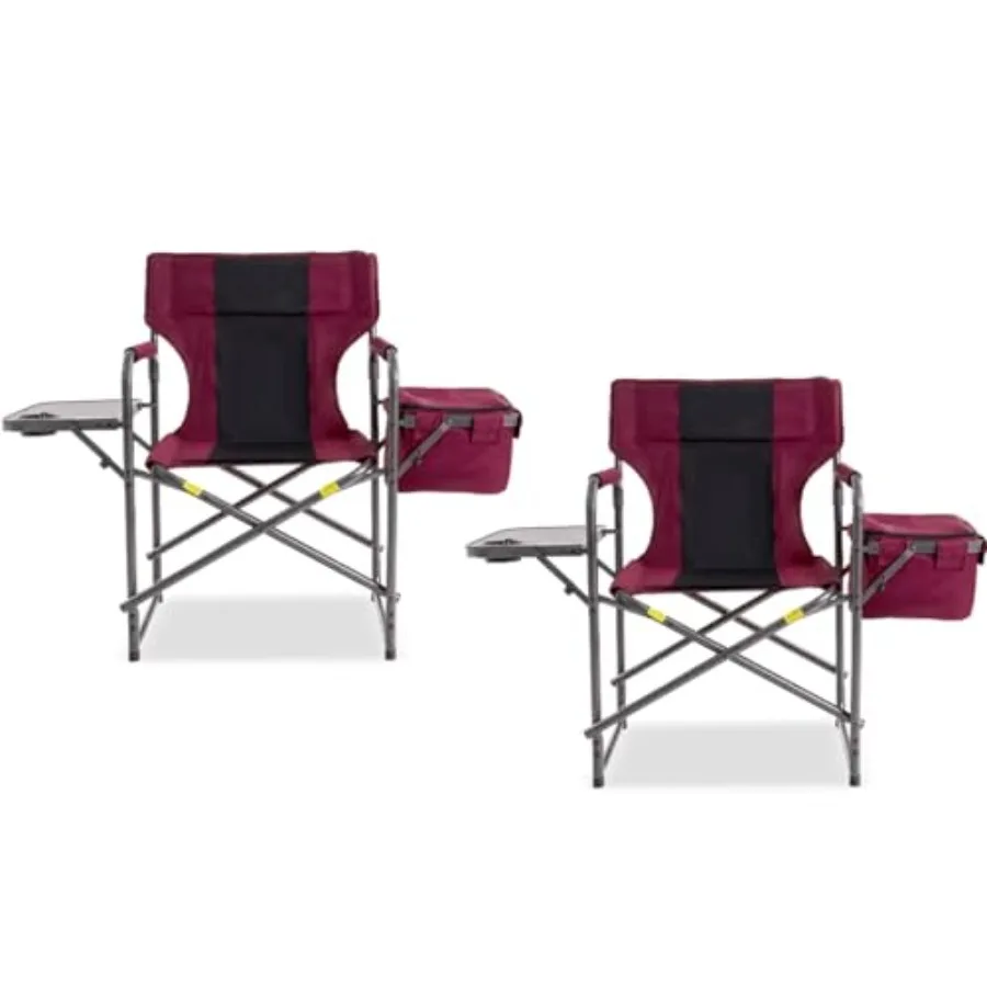 

Набор из 2 складных кемпинговых кресел Director с сумкой-холодильником и боковым столиком - усиленные, выдерживают нагрузку до 400 фунтов, портативные, для улицы и кемпинга