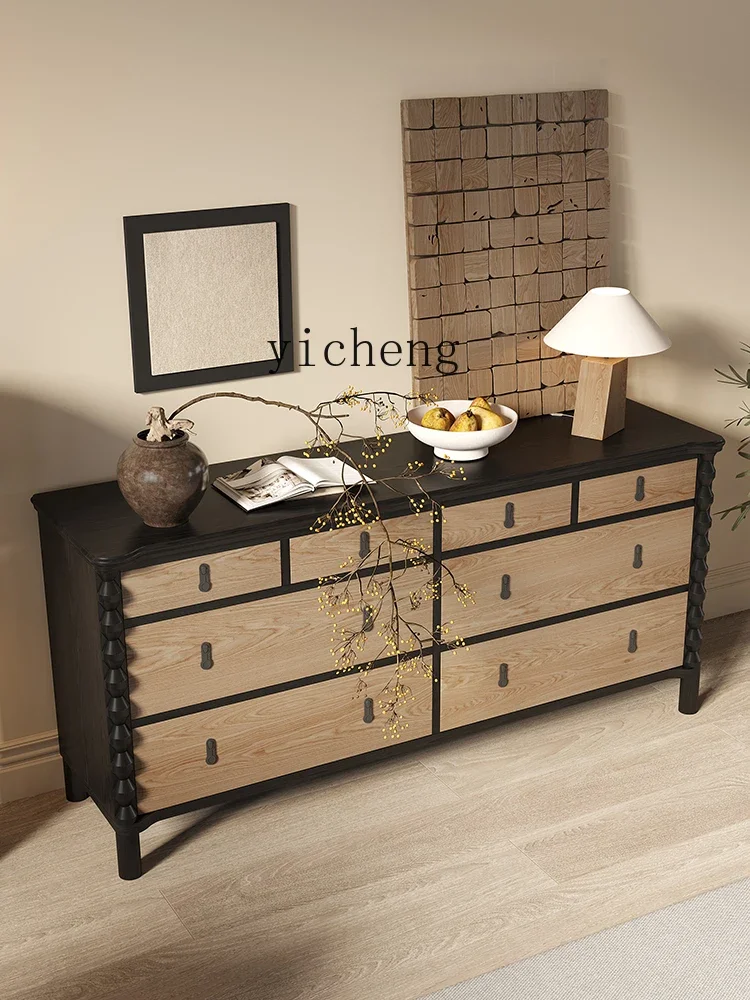 ZK ريترو خشب متين خزانة جانبية مدخل الفيلا القديمة الأوسط خزانة التحف غرفة نوم التلفزيون خزانة إكسسوارات ديكور منزلي