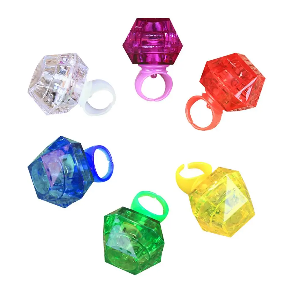 

6 Pcs Luminous Diamond Ring The Party Favor LED Acrylic Light Up Rings Child Gift