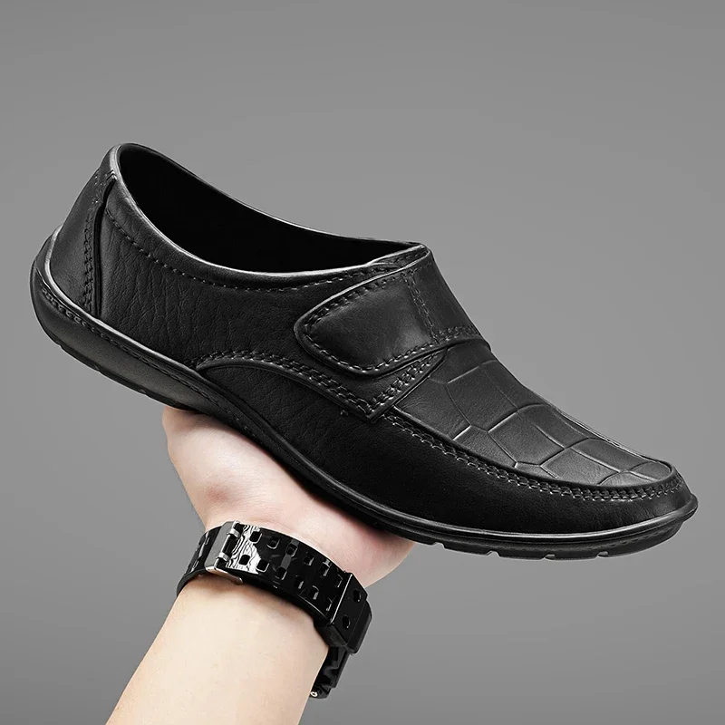 Men Waterproof Leather Texture Slippers Ultra Light EVA Slip On Loafers Casual Garden Shoes Size 40-45