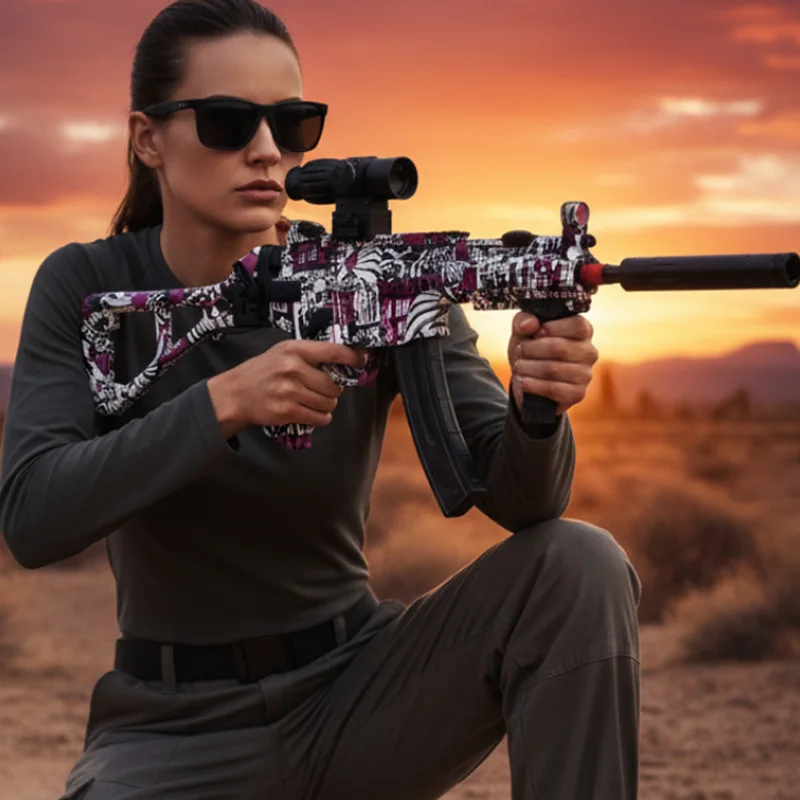 MP5K Gel Blaster Elektryczny Pistolet na Kulki Żelowe Pełny Automat Zabawka Dalekiego Zasięgu 30 Metrów do Gier Taktycznych na Zewnątrz dla Dorosłych