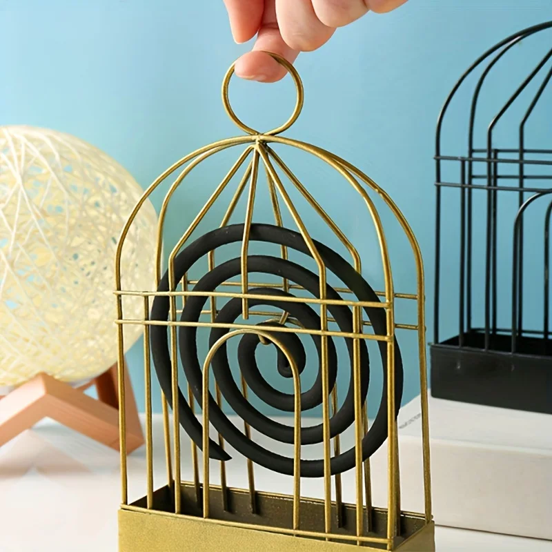 Bird Cage Mosquito Coil Stand, Household Portable Fireproof Iron Stand, Hanging Portable Box, Novelty