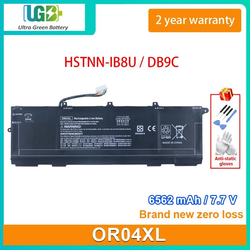 

UGB New OR04XL Laptop Battery For HP ZHAN X13 G2 EliteBook x360 830 G5 G6 Series HSTNN-IB8U/DB9C L34449-002 7.7V 53.2Wh 6562mAh