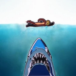 Women Swimming Over Shark Mouth Enamel Pin Steven Spielberg Movie Badge Set Ocean Fish Horror Jaws Brooches Poster Art