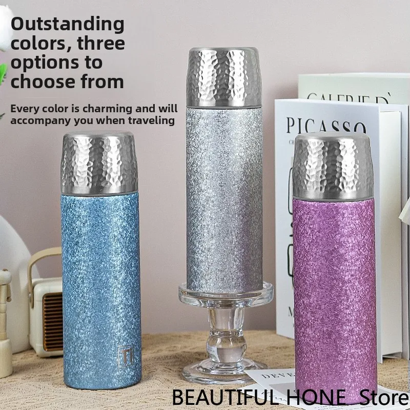 

450ML High-value Titanium Cup Titanium-covered Thermos Cup Gift Light Luxury Business Gift Set Stewed Tea Mug Tea Water Bottle