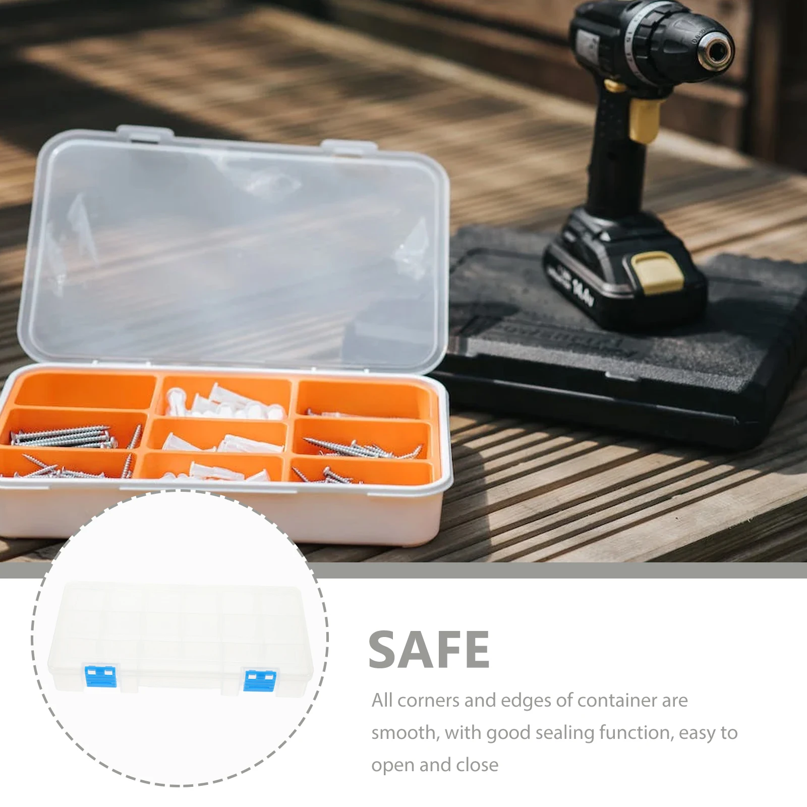 

Multipurpose Tool Parts Storage Box Clear Lid Smooth Edges Sealing Buckle Easy Open Close Hardware Accessories ganizer IC Chips