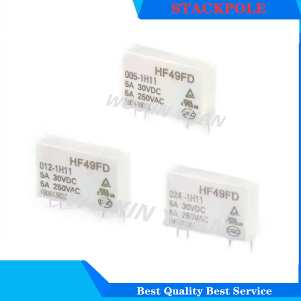 5Pcs HF49FD Industrial relay HF49FD-005-1H11 HF49FD-012-1H11 HF49FD-024-1H11 1H12 5A 4PIN 5V 12V 24V Miniature power relay