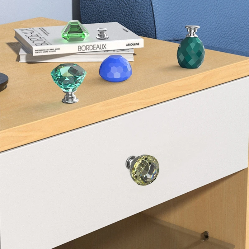 DIY 3D Diamond Shape Cabinet Knobs Mold Handmade Drawer Door Pulls Reusable Tray Handle Resin Silicone Mould Making Household