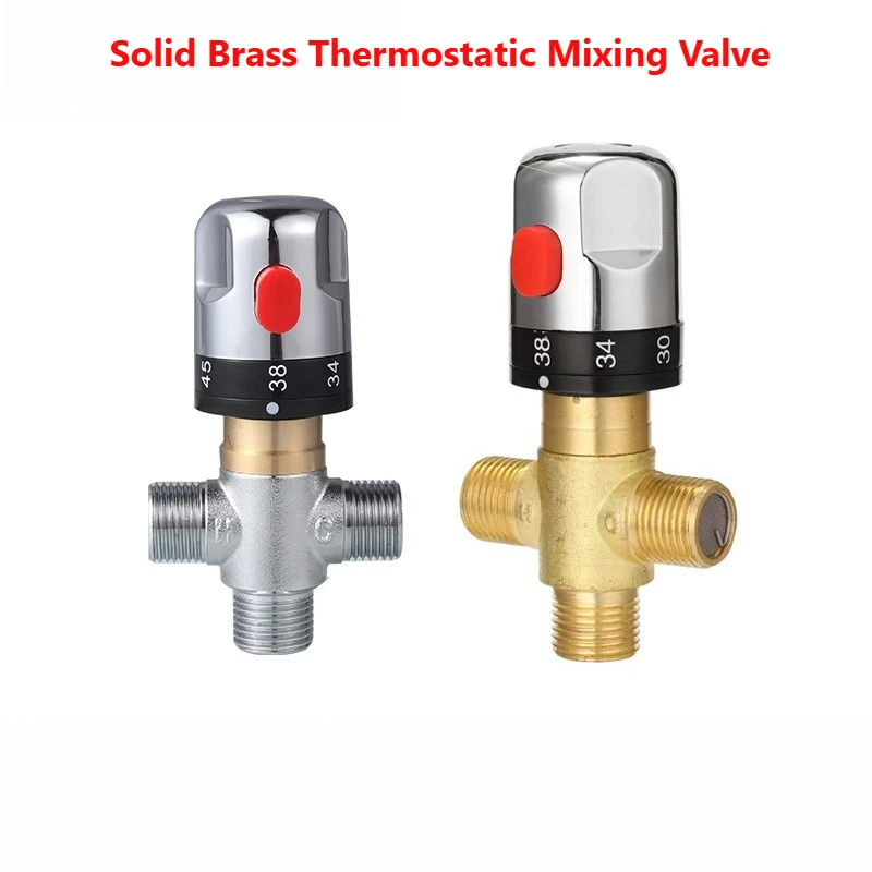 Solid Brass Thermostatic Mixing Valve Hot and Cold Control Pressure Balance Brass Thermostatic Valve Anti-Scald General-purpose