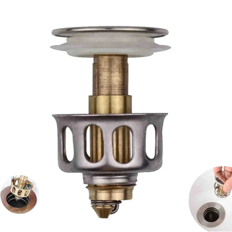 Núcleo de rebote Universal de acero inoxidable para lavabo, filtro de drenaje de rebote, colador de drenaje de bañera, diámetro de 35mm, 1 piezas