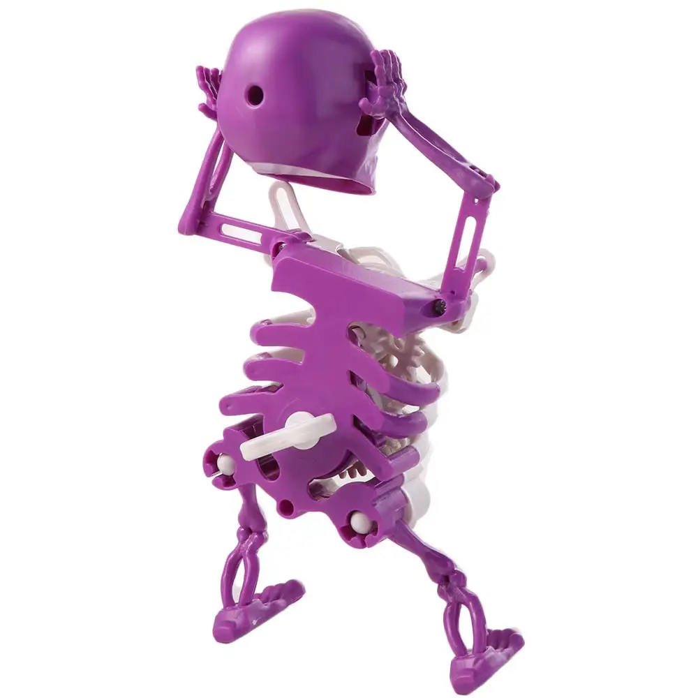 Plástico wind-up dança esqueleto simulação dança crânio impressão 3d balançando crânio balançando artesanato decoração primavera relógio