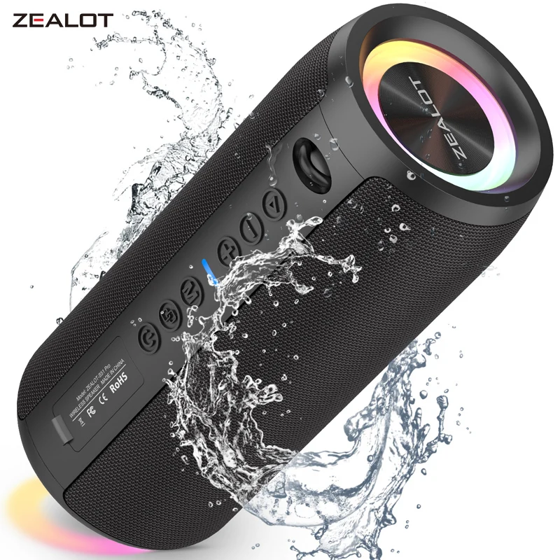 

ZEALOT-S51Pro 40W Bluetooth Speaker Outdoor IPX6 Waterproof BT5.2 Loudspeaker Stereo Surround Speaker with Cool Pulsing EQ Light