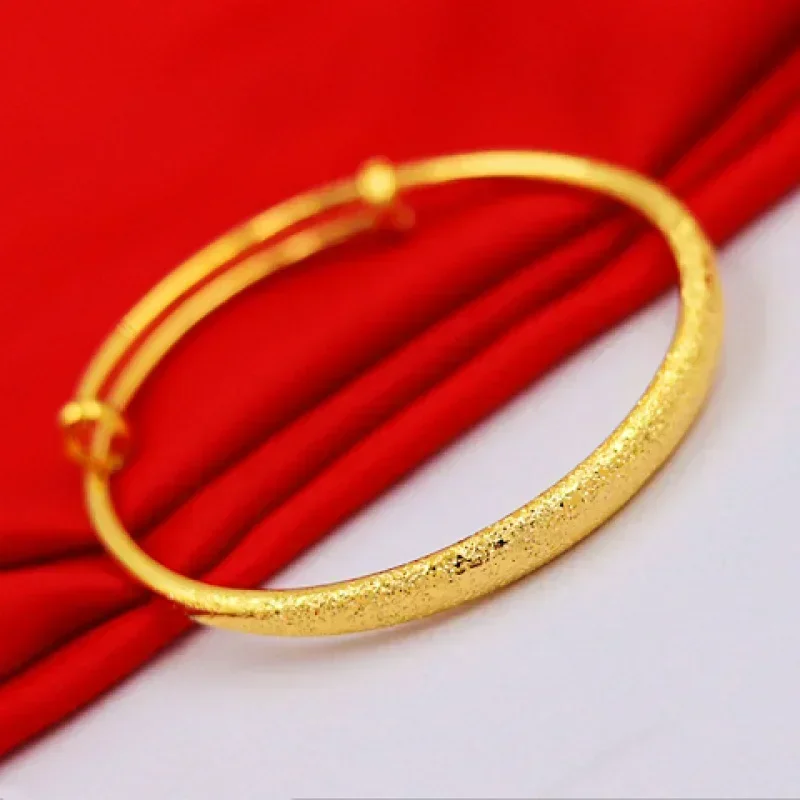 Womens Frosted Gold Bracelet 18K Dragon and Phoenix Push-pull Bracelet AU750 Elegant and Fashionable Adjustable Bracelet