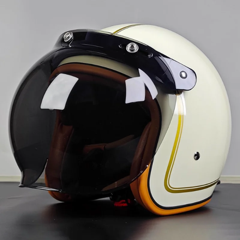 

Strong Reliable 3/4 Open Face Motorcycle Helmet with Smoke Bubble Visor and High Density EPS Liner for Maximum Impact Absorption