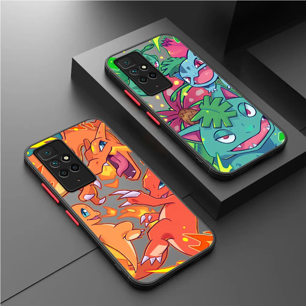 Matte Case For Xiaomi Redmi Note 11 13 Pro Plus 10 12 9S 12S 12C 9 8 K40 10C A1 8T 13C TPU Phone Cover Charizard Pokemon Pikachu