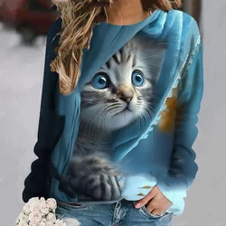 Cartoon Anime Cat 3d Print Hoodie Women Fashion O-neck Oversized Hoodies Women Sweats Outwear Coat Girl Clothes Sweatshirt Gym