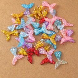 10pcs 36*23mm Resin Glittery Mermaid Tail Charms Pendants for Jewelry Making Necklace Earrings Bracelet DIY Accessories Supplies