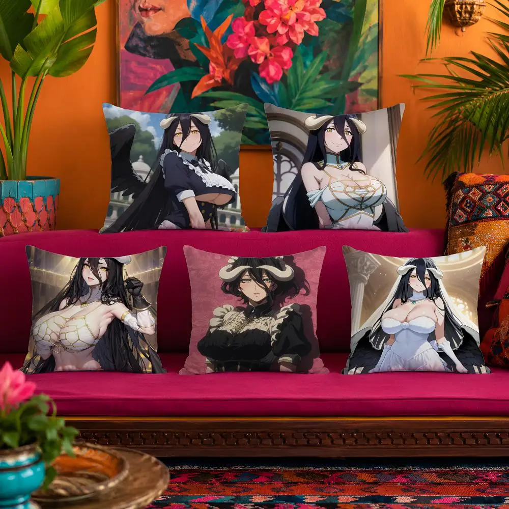 Hot Anime A-Albedo Cushion Cover 1pc Square Pillow Cover Soft Texture Removable Washable Sofa Bed Bedroom Decor