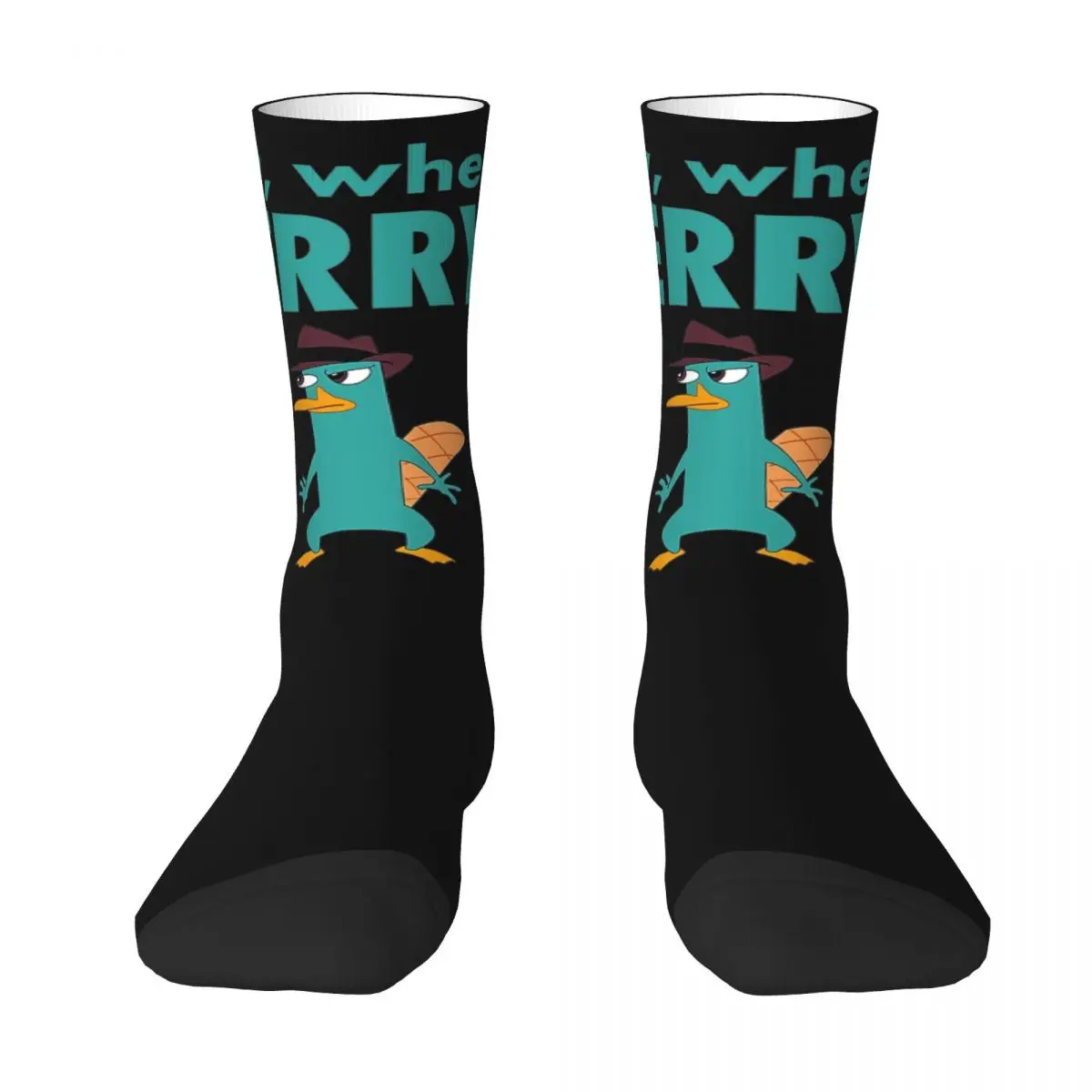 Women Men Socks Perry The Platypus comic Stockings Winter Korean Comfortable Socks Design Running Anti Skid Socks