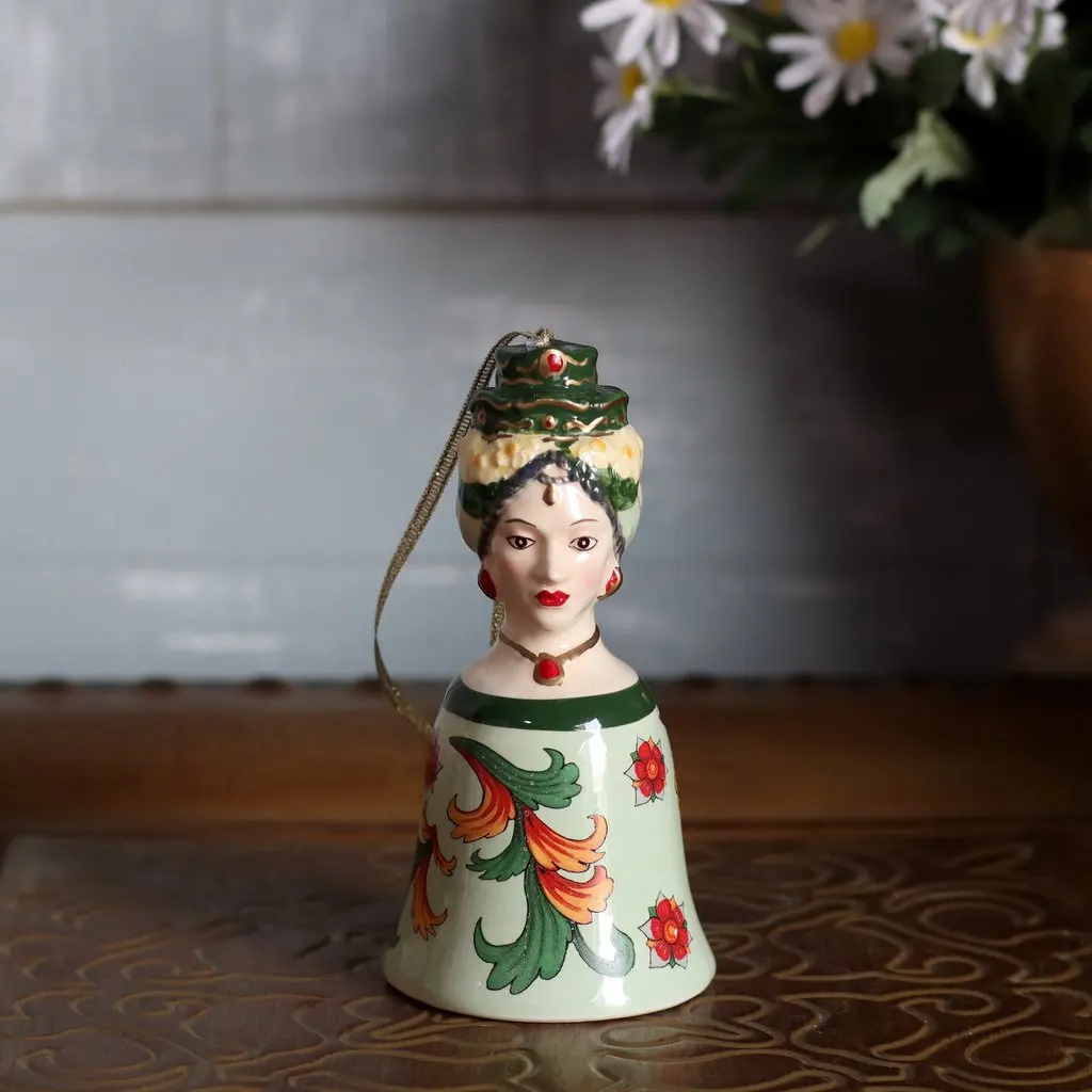 Medieval European Style Italian Retro Character Figurine Ceramic Bell Meal Bell Home Art Decoration Dining Table Ornament Gift