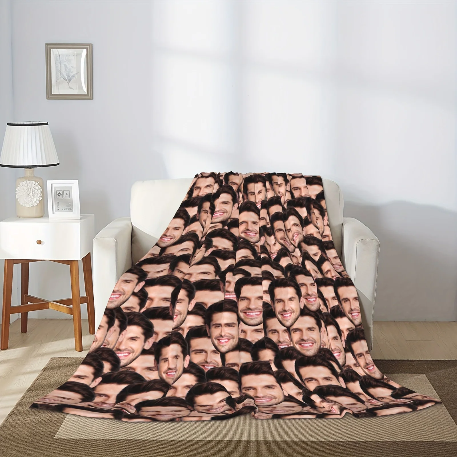Personalized customized photo blanket - head photo,suitable for office use,camping,travel,birthday and Halloween,wedding gifts
