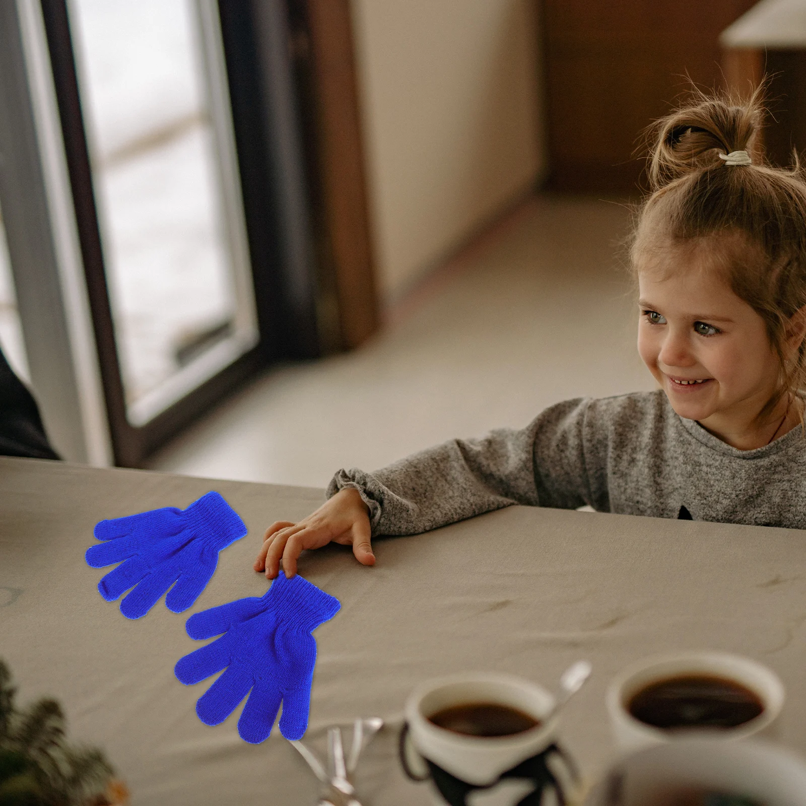 

6 Pairs Kids Gloves Warm Children Mittens Fingerless Acrylic Yarn Winter Cold Proof Lightweight Compact Size Indoor Outdoor