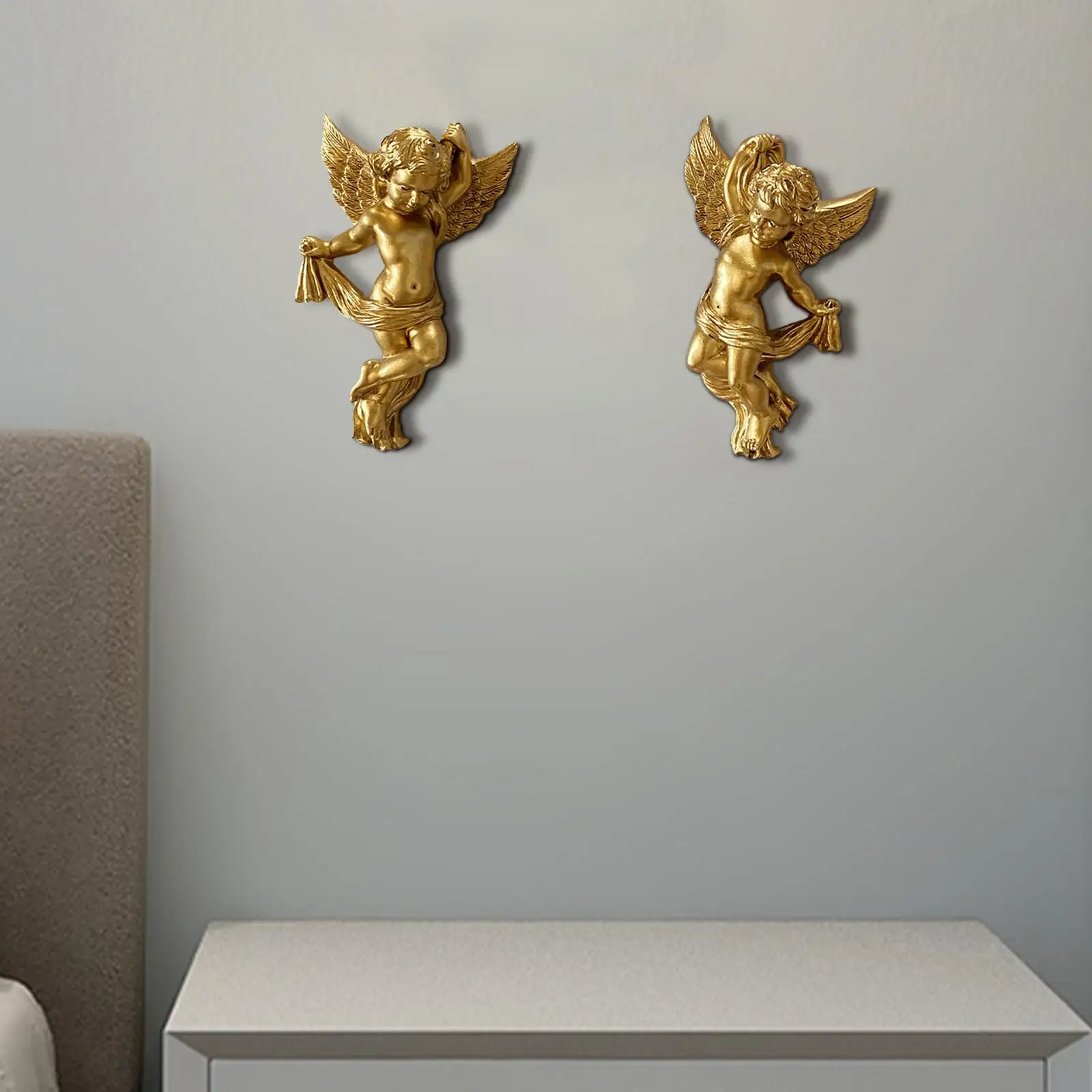 

1 Pair Cherub Angel Statue Wall Hanging for Kitchen Wall Display Lightweight