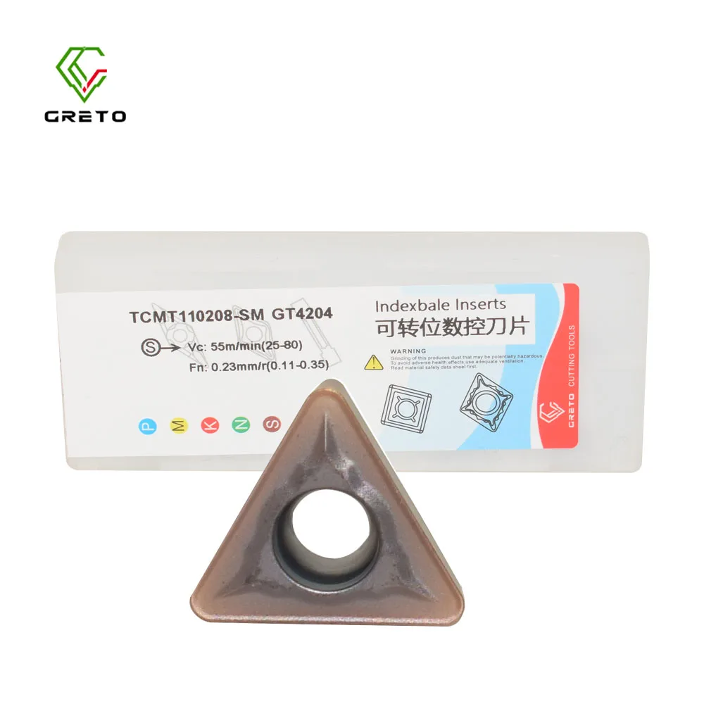 GRETO TCMT110204-SM TCMT110208-SM GT4204 Carbide Tip Turning Tool Cutters For Stainless Steel