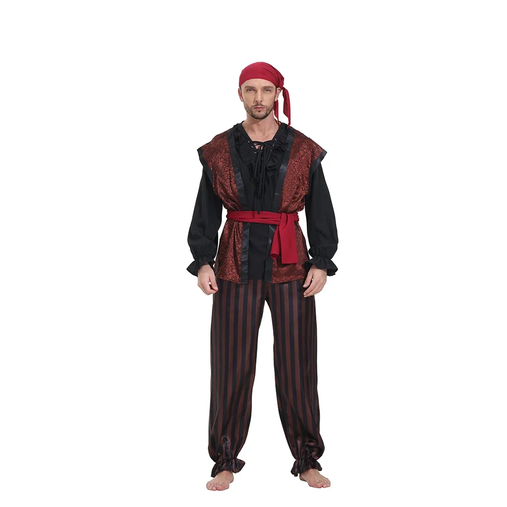 Pirate Costume Adult Men Halloween Rave Outfit Retro