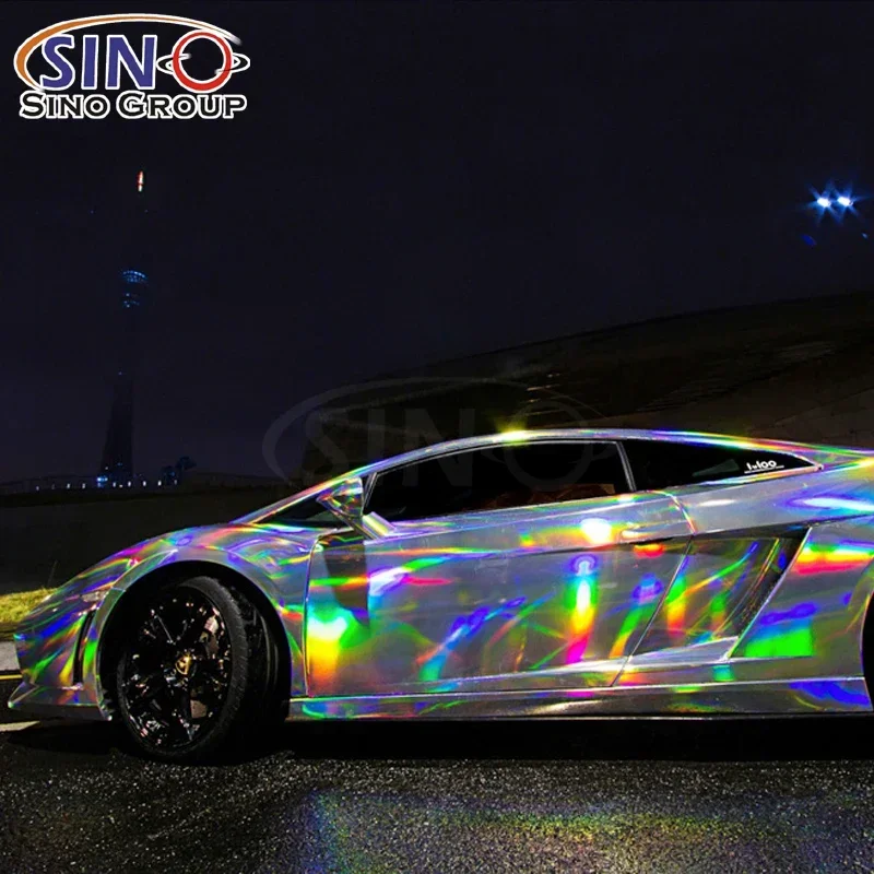 Factory Price Good Quality Popular Chrome Laser Holographic Self Adhesive Car Stickers Roll Car Auto Wrap Vinyl