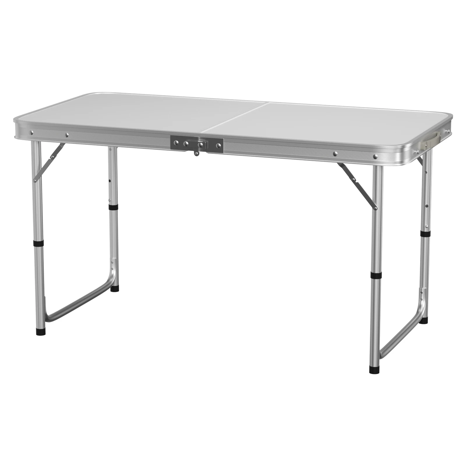 Features:  - Folding table with carry handle  - Moulded plastic top - includes handy carrying handle  - Sturdy aluminum alloy fr