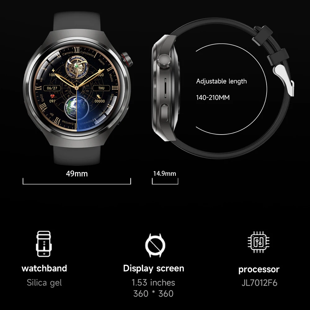 Auriculares 2 en 1 Smarthwatch para exteriores, reloj inteligente NFC para hombres, llamada de diente azul, Monitor de salud del ritmo cardíaco a prueba de agua, información Push