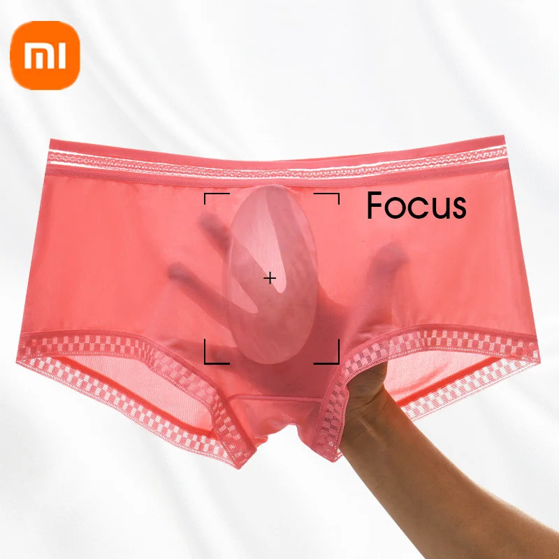  3PCS Xiaomi 3D U convex ice silk underwear men's summer lace translucent breathable lightweight quick-drying boxer briefs