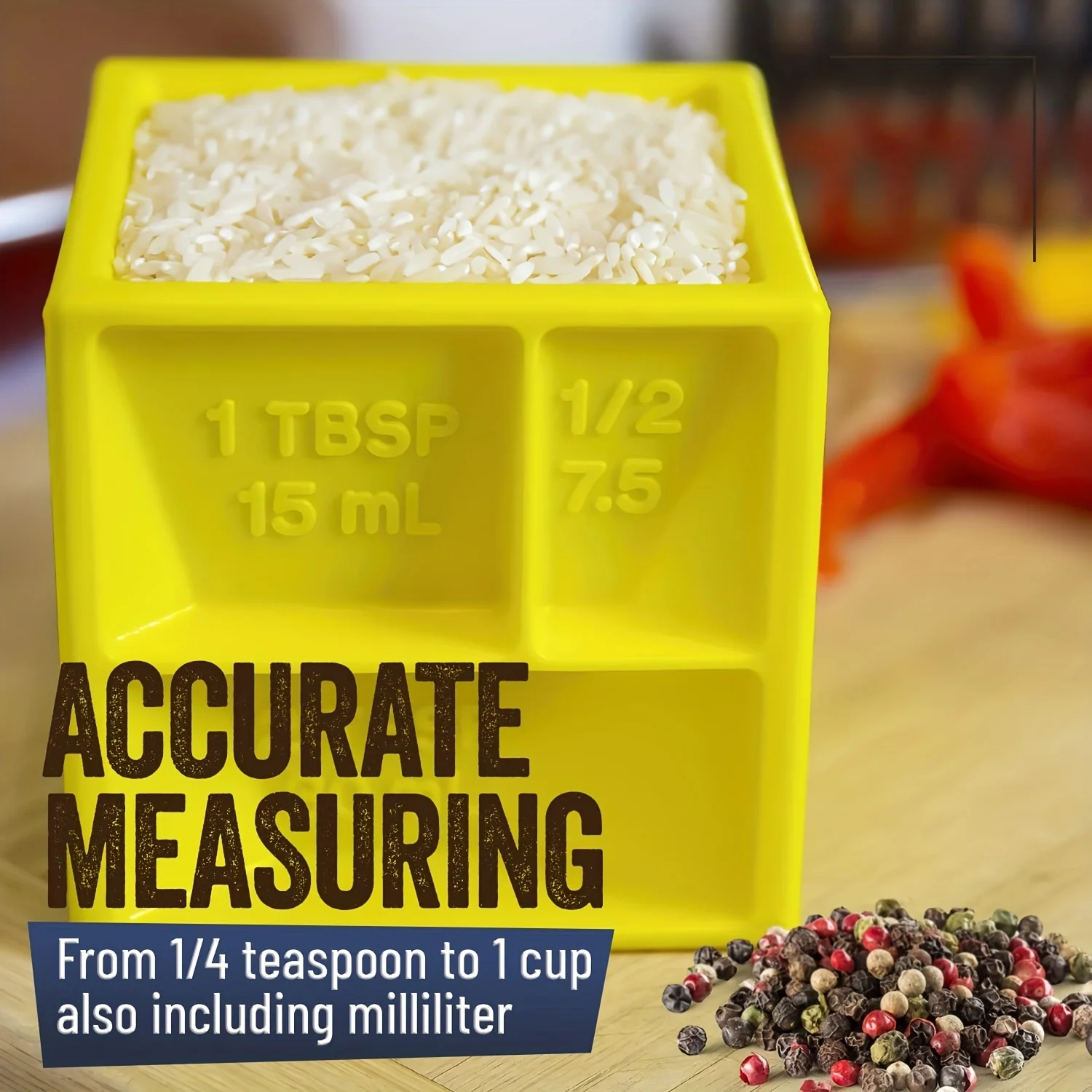 1pc Multi Measuring Cube Cup for Cooking and Baking, Helps with Organization and Reduce Clutter, All in One Measuring Device