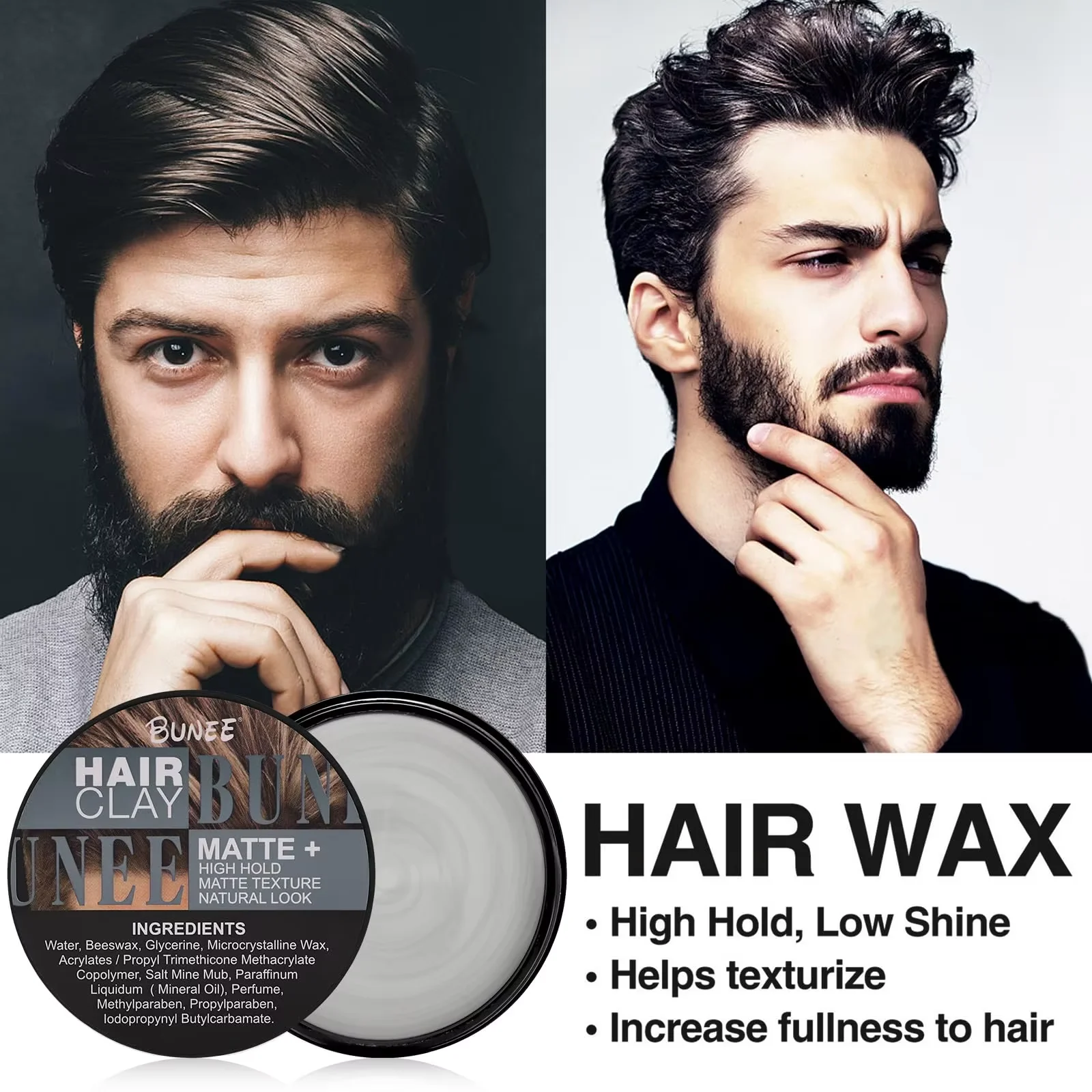 Pâte à cheveux finition mate pour hommes, à base d'eau, Texture mate, coiffeur, pommade en argile, idéale pour tous les cheveux masculins