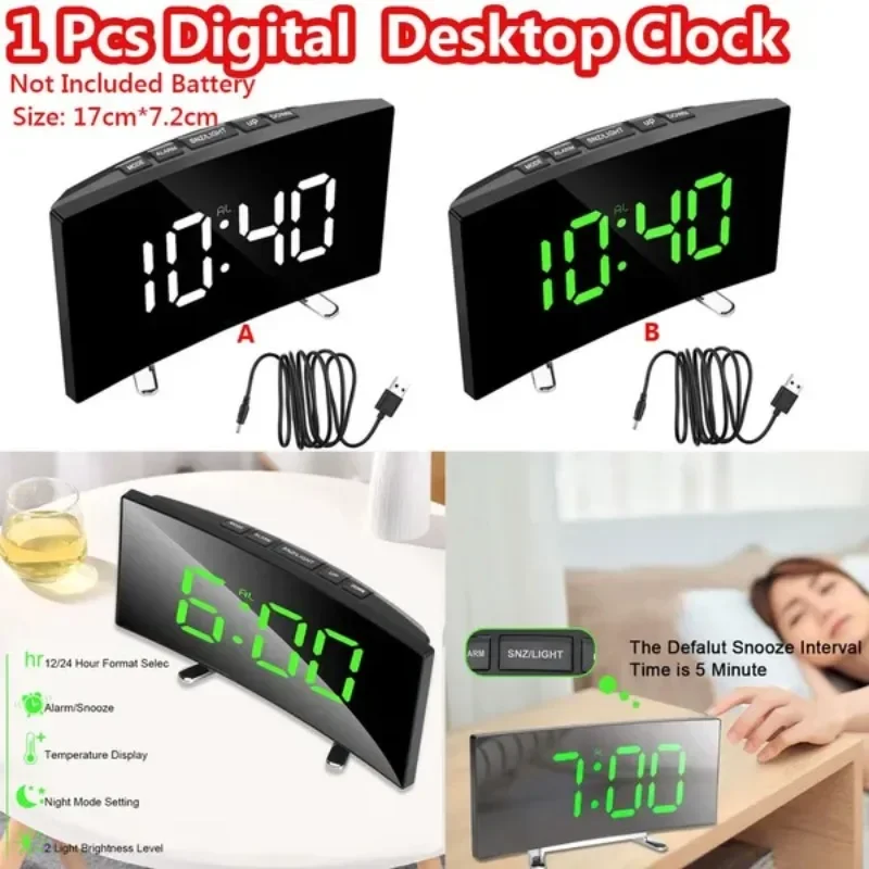 1 قطعة ساعة الطاولة الرقمية متعددة الوظائف الرقم الإلكتروني سطح المكتب غرفة نوم المنبهات (لا تشمل البطارية)