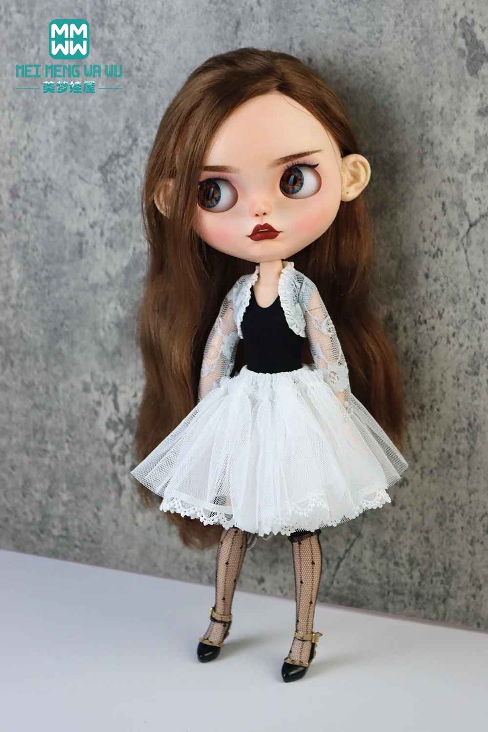 Blyth doll clothes fashion gauze skirt, t-shirt, socks, shawl for 28-30cm th Azone OB22 OB24 doll accessories