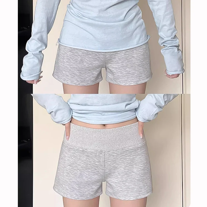 

Летние женские классические укороченные шорты-джоггеры серого цвета в корейском стиле, модные повседневные шорты с высокой талией для девушек