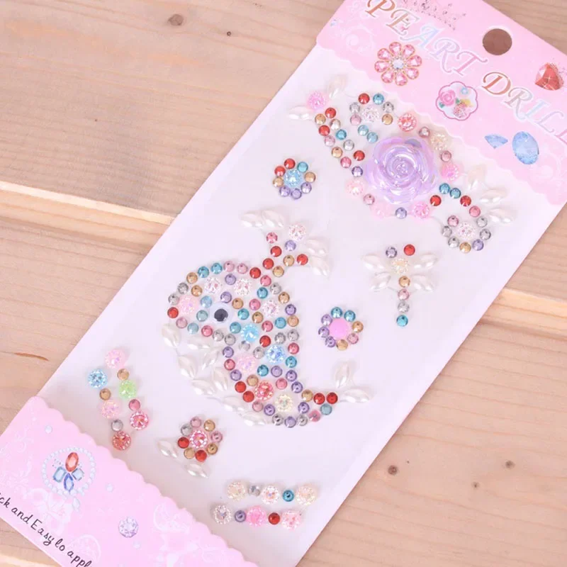 Pegatinas acrílicas de cristal coloridas en forma de ballena para niños, pegatinas creativas hechas a mano con piedras preciosas de diamantes, álbum de recortes