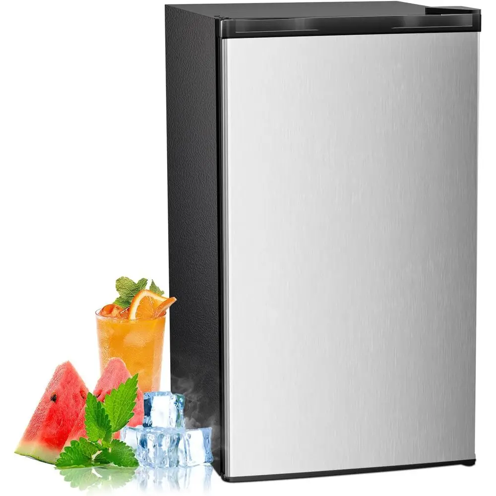 Mini Ridge Kompaktkühlschrank mit einstellbarer Temperatur, geräuscharm, energieeffizient, Edelstahl für Wohnheime und Büros