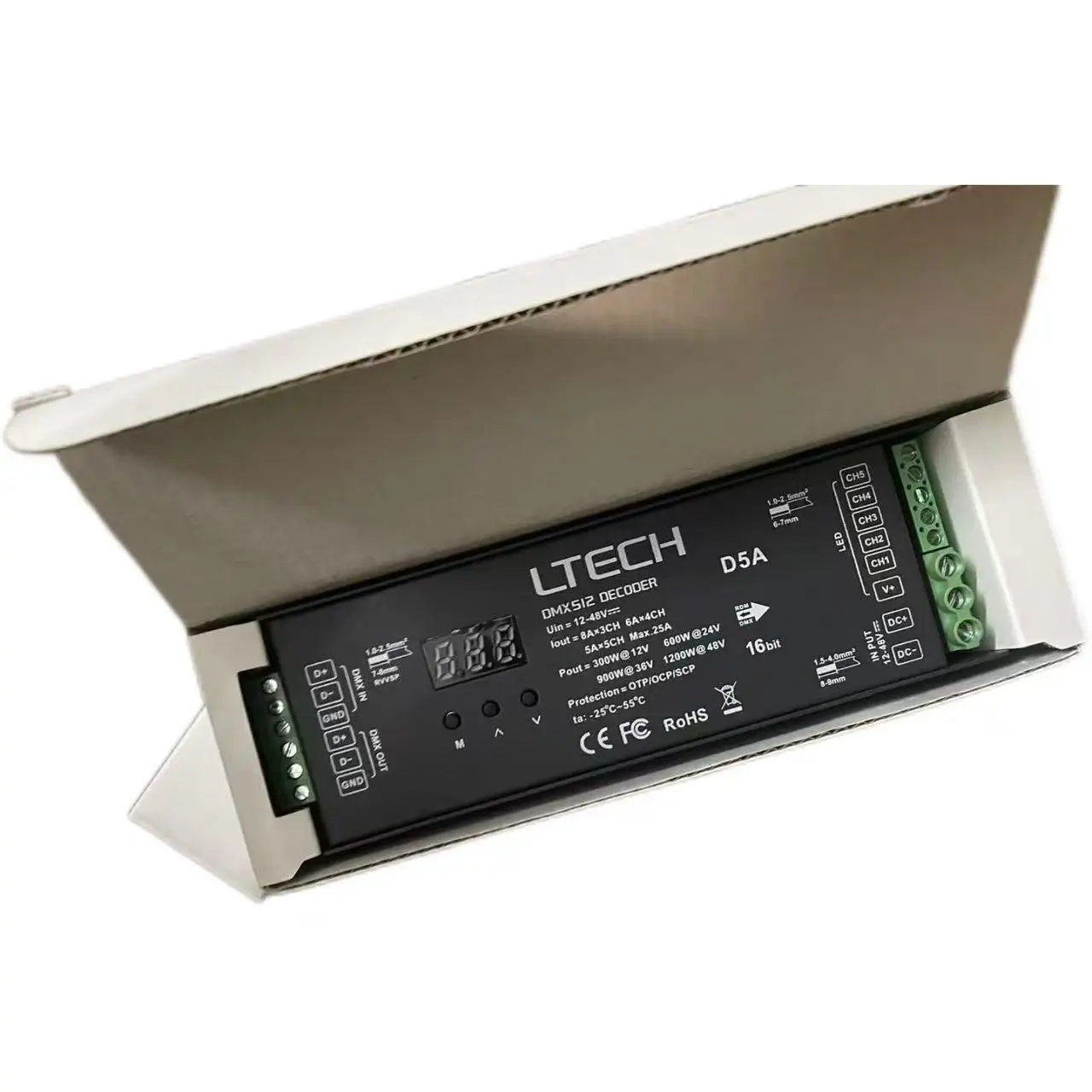 2025 gorąca sprzedaż Ltech D5A 5-kanałowy dekoder DMX/RDM o stałym napięciu